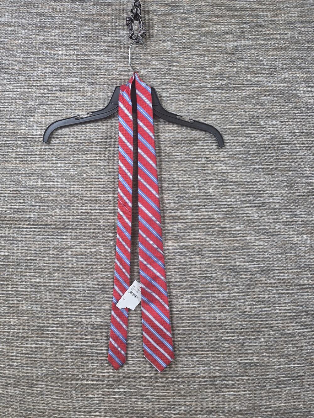 Nordstrom Rack Tie Mens Red Silk Diagonal Stripe Woven Classic Necktie One Size